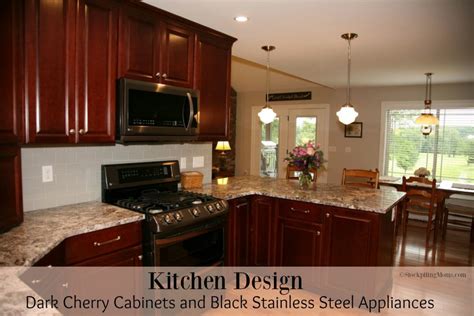 black stainless steel kitchen appliances cherry cabineta|black stainless steel color cabinets.